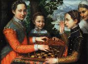 anguissola sofonisba tre schackspelande systrar oil painting